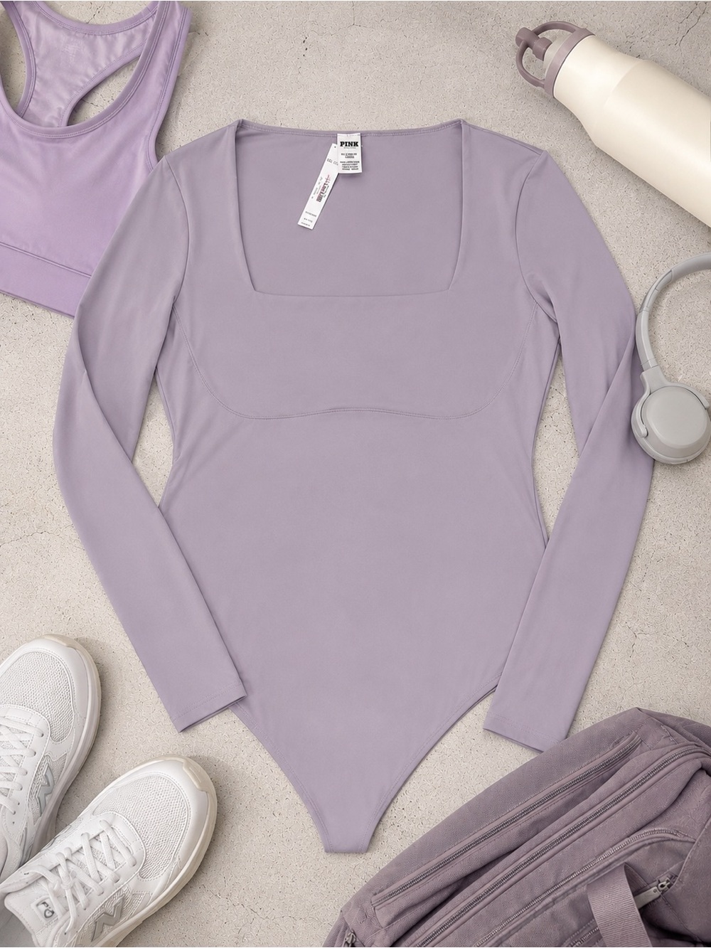 Victoria’s Secret PINK NWT Long Sleeve Bodysuit XXL Lavender